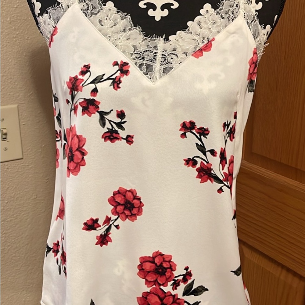 Floral Lace Trim Women's Top